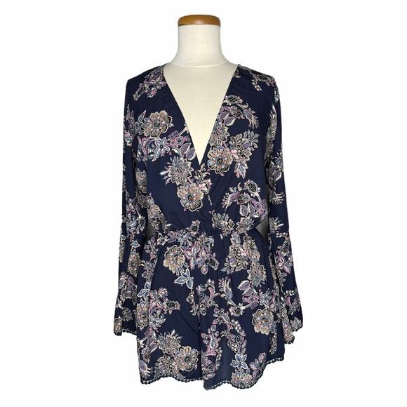 SALE!!!! Lord & Taylor Design Lab blue paisley romper size medium - Picture 1 of 6